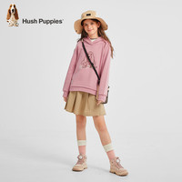 暇步士(Hush Puppies)童装儿童女大童年冬季一体绒保暖舒适时尚简约线条个性卫衣 浅粉 140