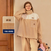 TEENIE WEENIE 小熊羊羔绒睡衣 男女款加绒加厚家居服 浅卡其 S