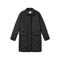 GANT/甘特25秋季女士轻薄中长款棉服撞色翻领易打理御寒外套 500-黑色 M