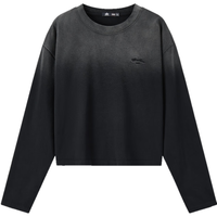 森马 Semir梅花系列长袖T恤女短款渐变做旧复古2024秋纯棉衣服宽松 灰色调00322 160/84A/M