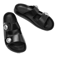 爱步（ECCO）拖鞋女外穿 2024年春夏牛皮圆头凉拖休闲一字拖 科摩206883 黑色20688301001 36