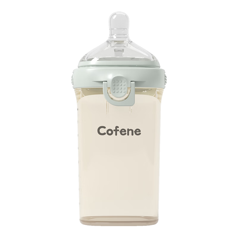 cofene 可菲尼 新生婴儿翻盖奶瓶0-6-12个月一岁以上宽口径ppsu仿真防胀气吸管杯 240ml灰绿（3-7个月）