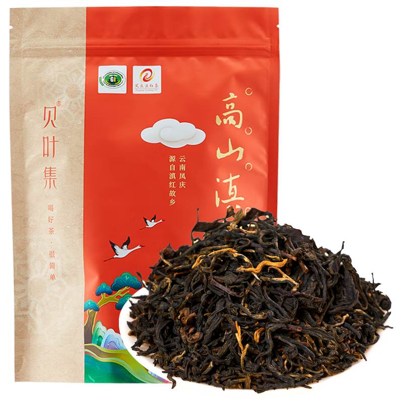 贝叶集 茶叶 滇红茶云南凤庆高山一级滇红茶散装浓香型红茶250g