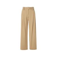 朗姿棉质气质垂感显瘦阔腿裤子女2024年春季宽松慵懒风休闲裤 冰咖啡色 S