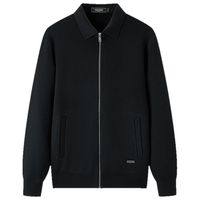 雅戈尔毛衫男士羊毛混纺翻领毛衫外套开衫绒面丰满温暖舒适2025合款 黑色VWHW619961AFA L 105cm （145-165斤）