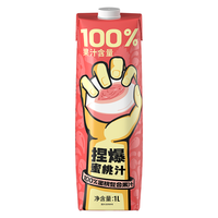 哪吒捏爆百分百果汁蜜桃汁1L*1盒果蔬汁家庭实惠装浓缩饮料饮品