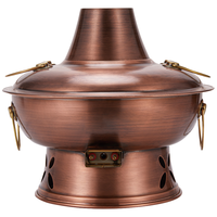 隆顺铜艺 铜火锅纯紫铜电炭两用插电木碳火锅家用加厚老北京涮肉铜锅火锅 8-10人鸳鸯锅【加厚防水】 36cm