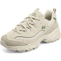 斯凯奇摩卡熊Skechers同款莫兰迪浅色休闲运动鞋增高厚底老爹鞋男女 37 NTGR自然色/绿色(抹茶摩卡)(女)
