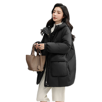 YAYA 鸭鸭羽绒服 女冬季中长款连帽显瘦时尚休闲外套克莱因蓝
