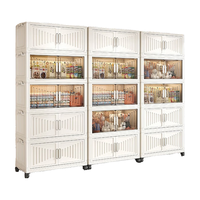 懒人空间免安装客厅收纳柜可移动零食置物架玩具收纳柜子杂物储物柜 70面宽-4层【大面宽更划算】透茶 【48h极速】