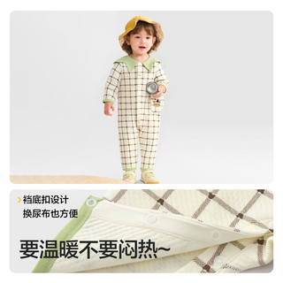 巴拉巴拉童装新生儿连体衣男女宝宝爬爬衣服2025新哈衣夹棉包屁衣加厚洋气 白底咖绿碎花00311 80cm