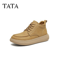 他她(TATA)工装鞋男款2025冬舒适百搭休闲男鞋低帮马丁靴OFQ01DD5 黄棕(绒里) 41