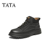 他她(TATA)靴子2025时尚短靴百搭男靴沙漠厚底西部靴QHM01DD5 黑色 37