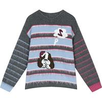 妖精的口袋刺绣小狗复古条纹软糯毛衣女2025年冬季慵懒高级感 小狗条纹色 S