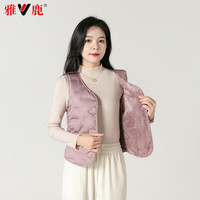 雅鹿羽绒马甲女2025秋冬季短款加绒加厚百搭坎肩马夹内搭纯色保暖外套 棕色 M (160)