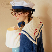 果壳(Gukoo)睡衣女冬季mikko海军领蝴蝶结半边绒保暖女家居服套装 深蓝 L
