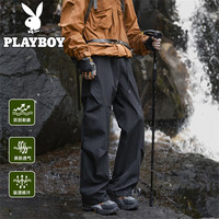 PLAYBOY 冲锋裤男2025秋冬季新款伞兵休闲裤子男加绒宽松直筒