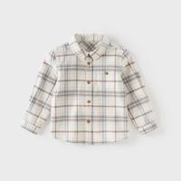 戴维贝拉 童装秋冬男童中大童长袖格子衬衫儿童休闲衬衫