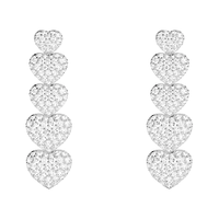 APM Monaco爱心垂坠耳环银白色密镶心形耳饰耳钉华丽高级设计感