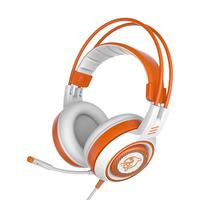 SOMiC 硕美科 G951 斗鱼版 耳罩式头戴式动圈有线耳机 白橙色 USB口