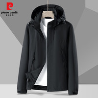 皮尔卡丹(pierre cardin/皮尔·卡丹)连帽冲锋衣休闲外套男士防风夹克黑色 M 涤纶(聚酯纤维)100% 简约款 青年中年
