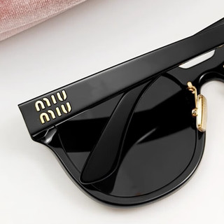 缪缪（MiuMiu）miumiu墨镜潮流板材椭圆大框字母徽标太阳镜防紫外线黑色SMU 01ZS