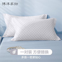 博洋家纺100%全棉枕套单件纯棉枕芯套枕头套对枕套 一对装48*74cm 线描几何（一对装）