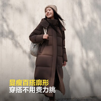 波司登(BOSIDENG)羽绒服女款长款脱卸帽加厚冬新国标90绒商场同款修身外套 栗棕咖7062