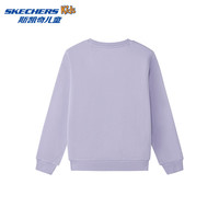 Skechers斯凯奇秋季新款卡皮巴拉联名上衣儿童套头卫衣L425K120/L425K124 加绒/棉花糖白/0074 165