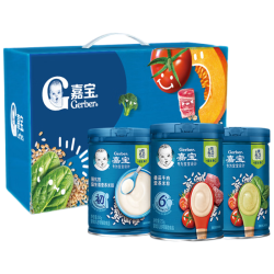 嘉宝 原味+番茄牛肉+混合蔬菜味高铁米粉礼盒250g*3罐6月龄