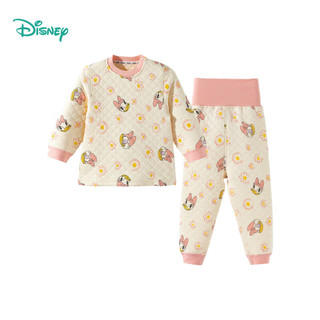 迪士尼（Disney）童装中性暖棉套装三层加厚保暖内衣套装夹棉秋衣秋裤男女童冬季 花朵黛丝