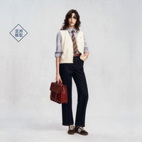 GANT/甘特2025女士外穿毛衣坎肩马甲美式休闲V领针织背心开衫 107-米白色 M