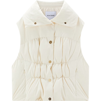 太平鸟女装短款立领小众羽绒马甲冬90白鸭绒柔软保暖羽绒服 米白色 M