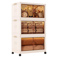 纳份爱加厚收纳柜衣物衣服储物柜免安装客厅玩具零食柜子卧室飘窗整理箱 48cm面宽 【茶透色】折叠免安装 5层 【99%人】