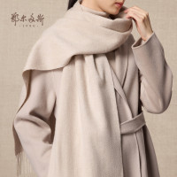 保暖服饰：ERDOS 1980秋冬山羊绒保暖流苏羊绒水纹围巾180cm*30cm 鹿皮-25 均码