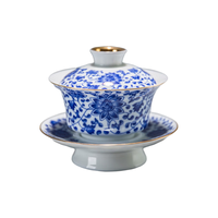 容山堂京韵盖碗茶杯陶瓷大号珐琅彩绘三才青花泡茶碗功夫茶具配件 陶瓷珐琅彩盖碗-缠枝莲花