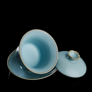 容山堂娄根旺大师茶具汝窑主人杯盖碗茶杯个人高端乔迁物 娄根旺天青汝窑盖碗-雅韵