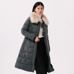 千仞岗 女式秋冬长款显瘦大毛领保暖羽绒服外套