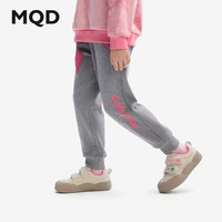马骑顿（MQD）MQD童装女童加绒运动裤2024冬装儿童保暖长裤 麻灰 140