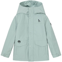 哈吉斯（HAZZYS）品牌童装男童外套秋三防透气休闲简约保暖连帽厚风衣 天青色703 145
