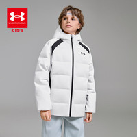 安德玛 童装秋冬25儿童立领运动休闲羽绒服男大童保暖经典外套 白色 170