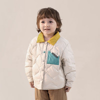 巴厘小猪男童羽绒服冬季轻薄款儿童衣服男孩加绒保暖冬天2025宝宝外套 浅杏 110
