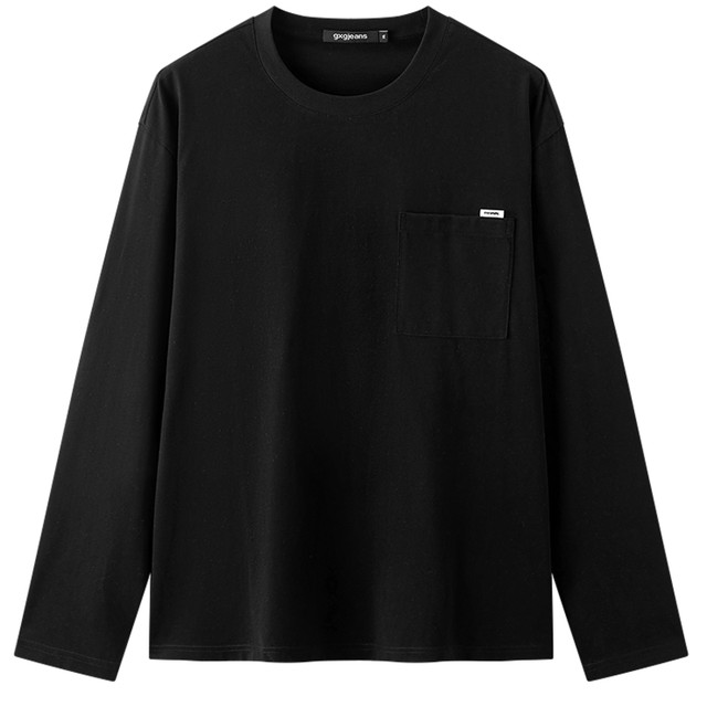 gxgjeans 25年秋新品 美式纯棉宽松长袖T恤 黑色