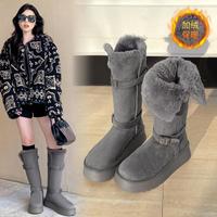 则则 女士厚底雪地靴 增高显瘦长筒靴