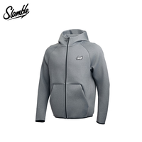 秋季新款空气层连帽拉链卫衣男帽衫休闲运动百搭上衣外套 深麻灰 XL