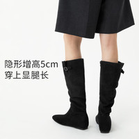 7or9乌龙系列 靴子女2025年冬季新款女靴长靴骑士靴增高鞋黑色长筒靴