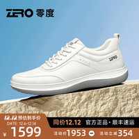 ZERO 零度Zero男鞋新款真皮透气日常百搭舒适轻便黑色运动休闲鞋 白色 系带款 42