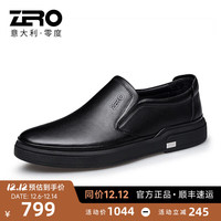 ZERO 零度Zero皮鞋男新款商务休闲皮鞋英伦一脚蹬男鞋舒适软底乐福鞋 黑色 42 (260mm)