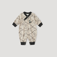 巴厘小猪婴儿衣服男宝新中式国风连体衣秋季纯棉新生儿爬爬服宝宝哈衣春秋 翠竹盈祥 59cm