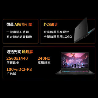  MSI/微星 高刷电竞屏 游戏本 32G内存 1T固态  Intel Core i9 14900HX 2560*1440 RTX5060 黑色 32GB 240 1TB